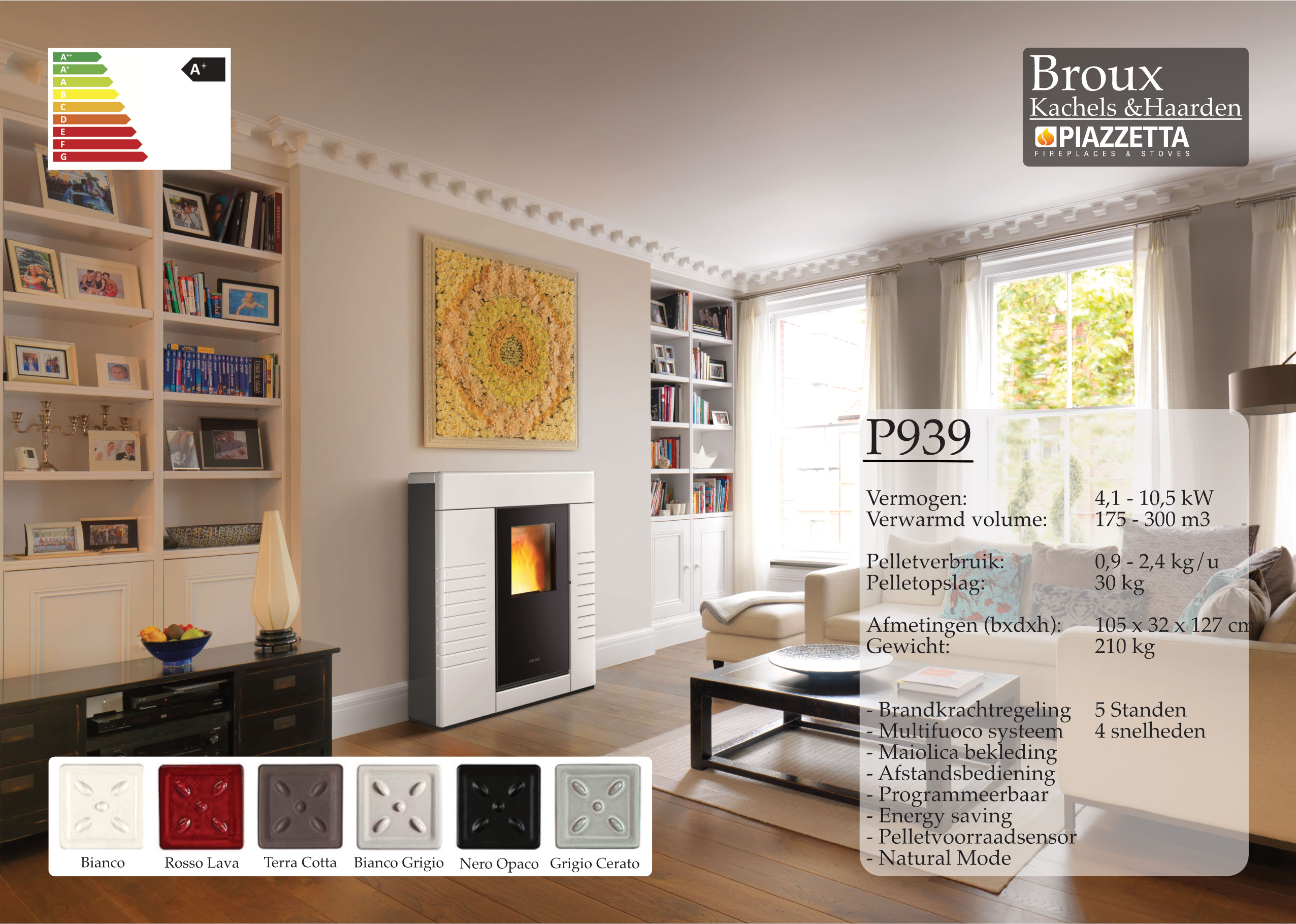 Pelletkachel Piazzetta P939 Bianco