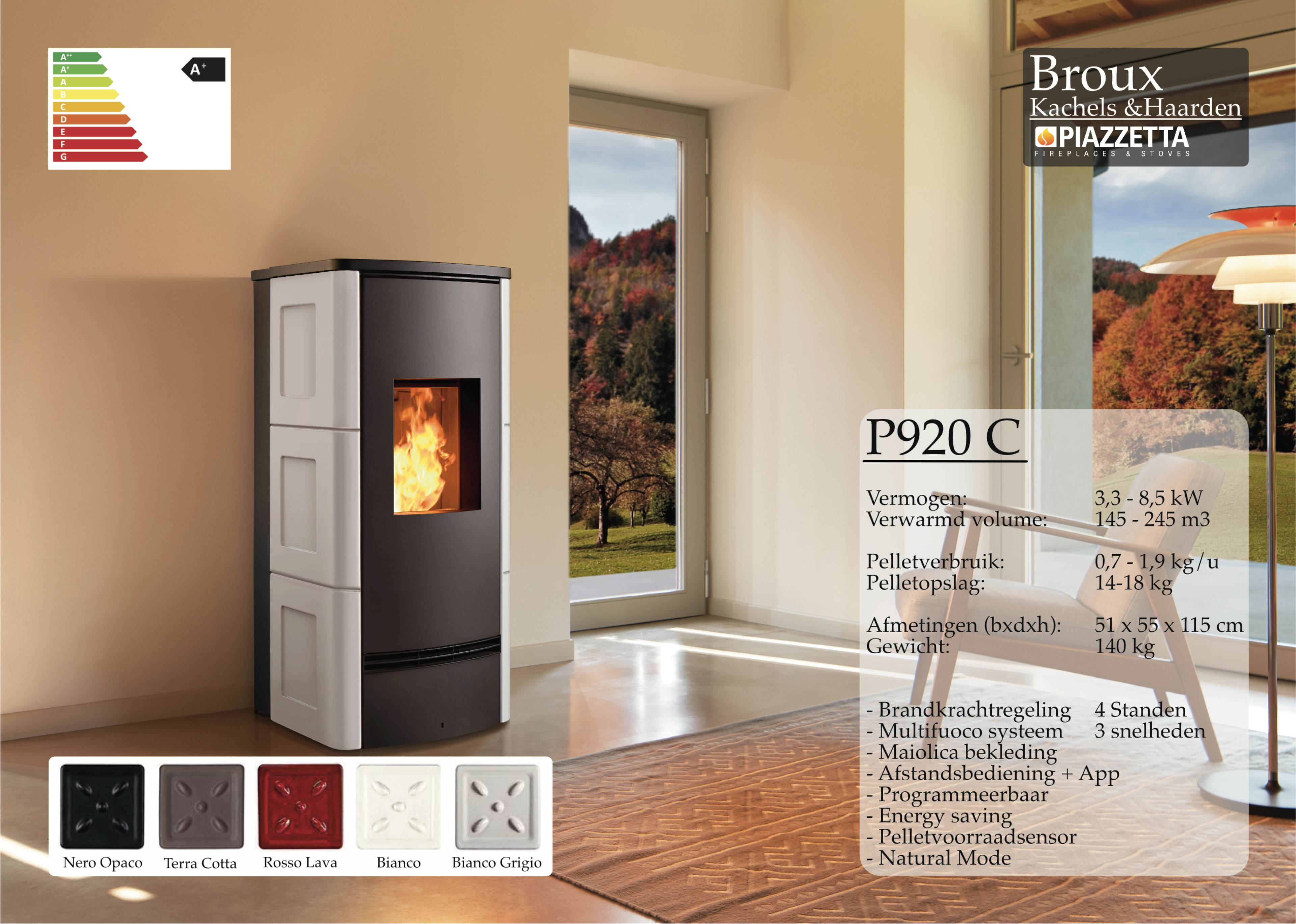 Pelletkachel Piazzetta P920C Bianco