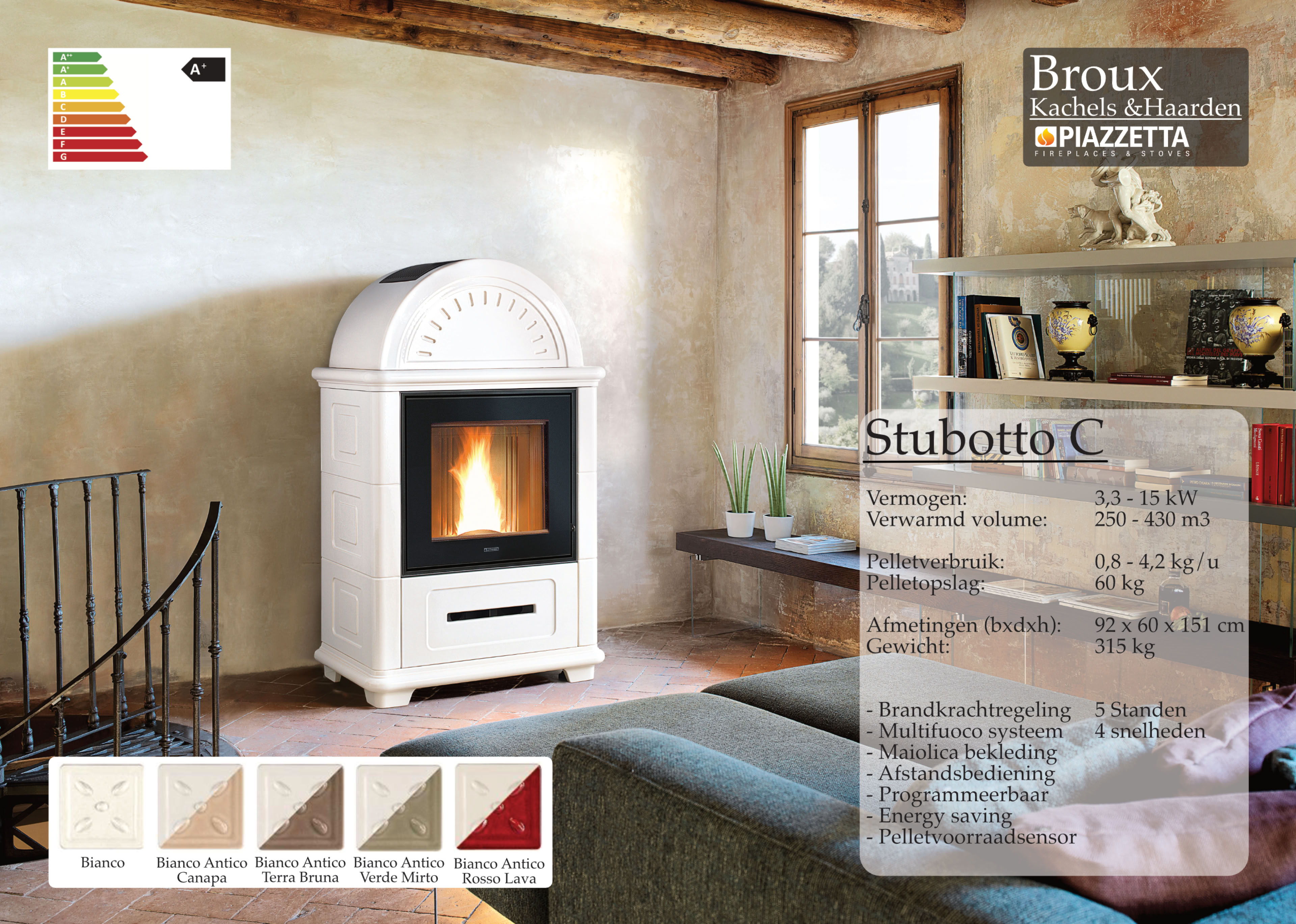 Pelletkachel Piazzetta Stubotto C