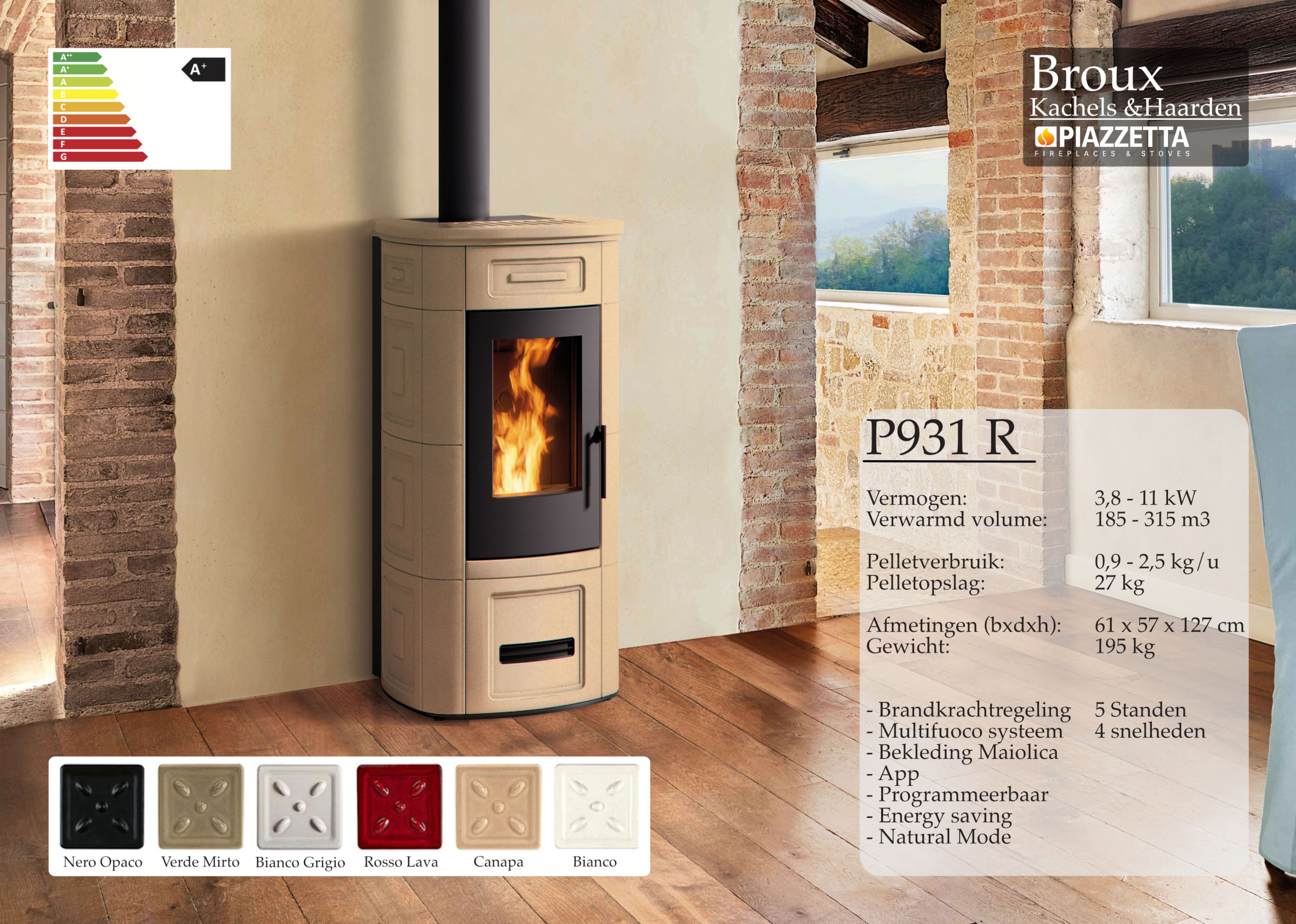 Pelletkachel Piazzetta P931R Canapa