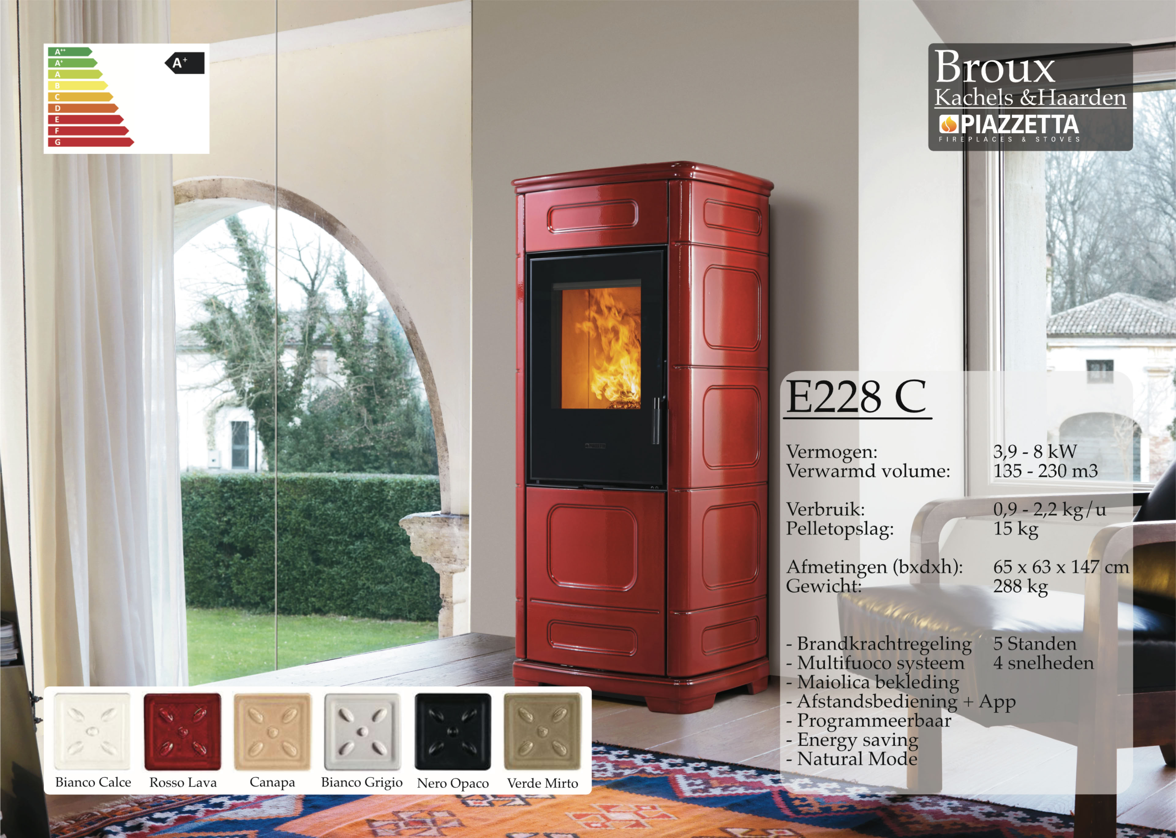 Hybride kachel Piazzetta E228C Rosso Lava